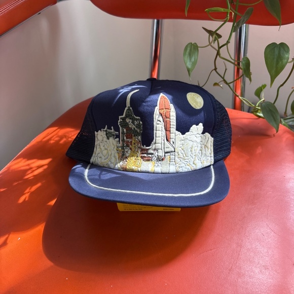vintage NASA SPaceshit rocket launch trucker hat mesh snapback blue puff - Picture 7 of 7